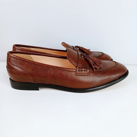 J.Crew Women's SZ 10.5 Crackled Leather Academy Loafers With Tassels NWOB - Picture 3 of 10
